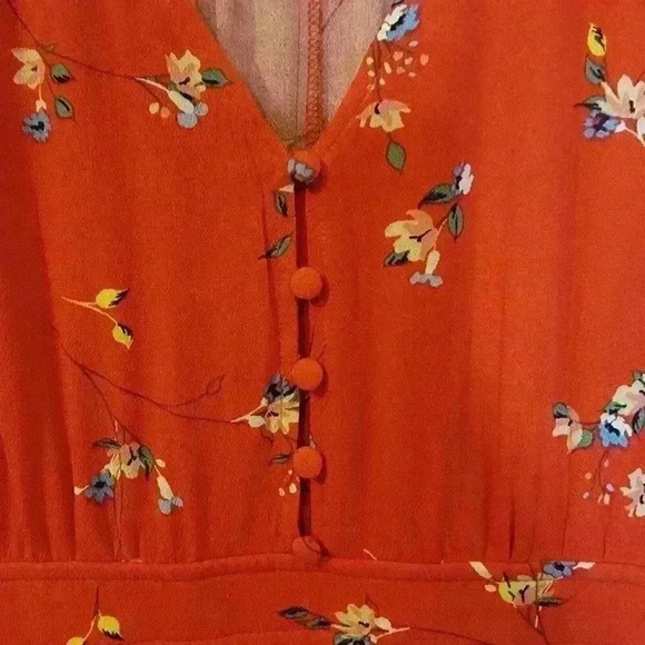 Sky & Sparrow Dress Womens Size M Red Floral High Low Hem Ruffle Button Boho - Picture 9 of 9